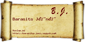 Barasits Júnó névjegykártya